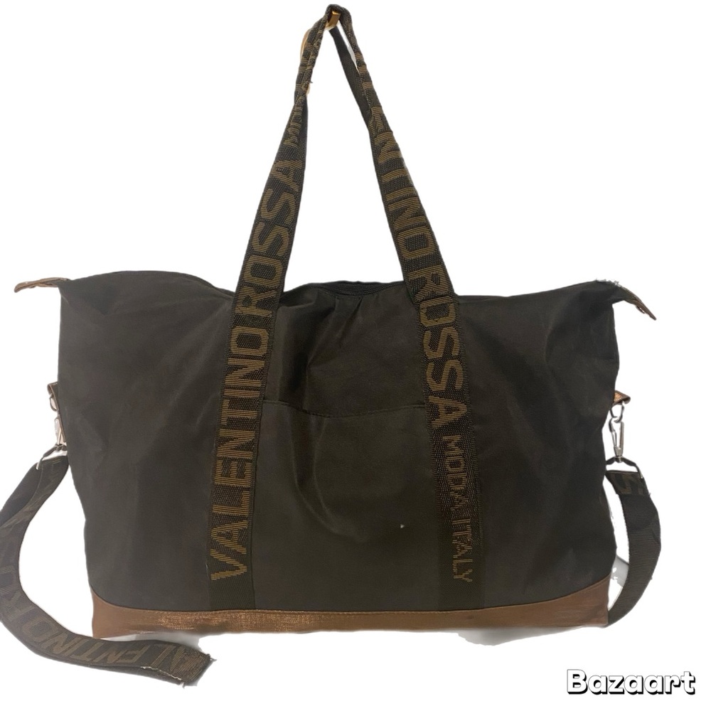 Valentino Rossa Black and Brown Travel Tote Bag with Crossbody - Picture 13 of 14